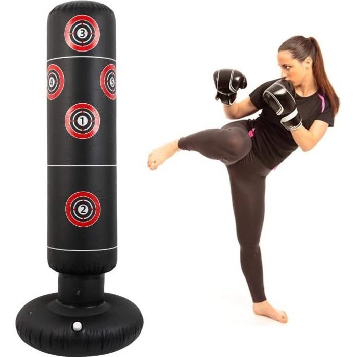 Sac de Frappe Boxe Gonflable sur Pied,160CM Punching Ball Adultes