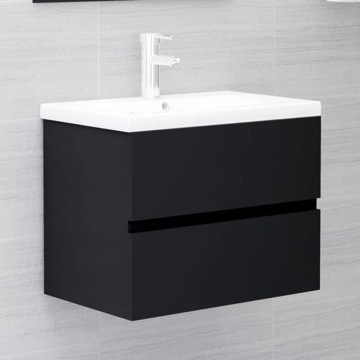 pro©5691super armoire d'évier - meuble colonne de salle de bain armoire haute contemporain décor - armoire sdb noir 60x38,5x45 cm ag
