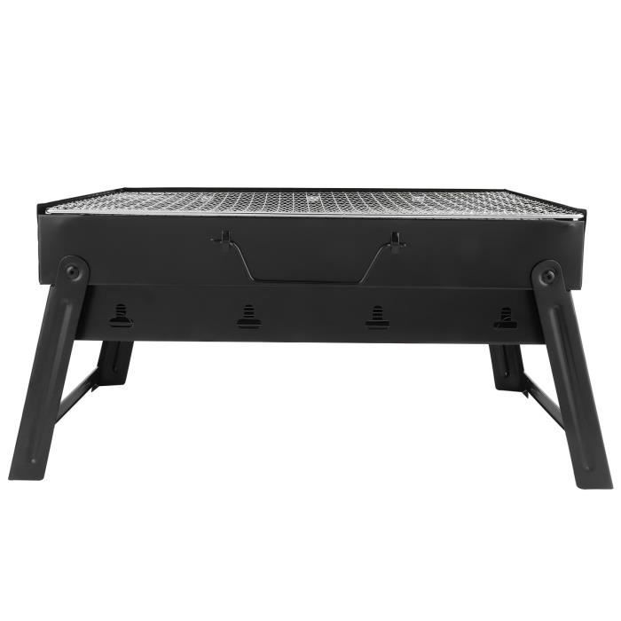 Barbecue Charbon De Bois Pliable En Acier Inoxydable - Pour Camping, Jardin, Pique-nique - Grande Surface De Cuisson