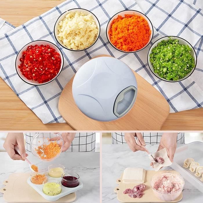 Hachoir Manuel Sans électricité Hachoir Manuel 900 Ml – 10 Lames Inox + Mixeur, Coupe-Oignon, Ail, Viande, Légumes, Fruits – Idéal Cuisine Rapide, Camping, Aliments Bébé