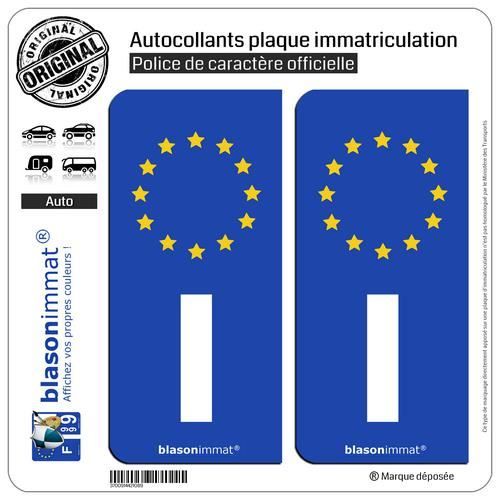 10x4.5 autocollant plaque immatriculation stickers angle arrondi droite F europe