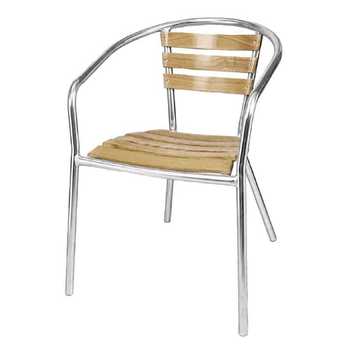 fauteuils en frêne et aluminium bolero - lot de 4 - empilable - jardin