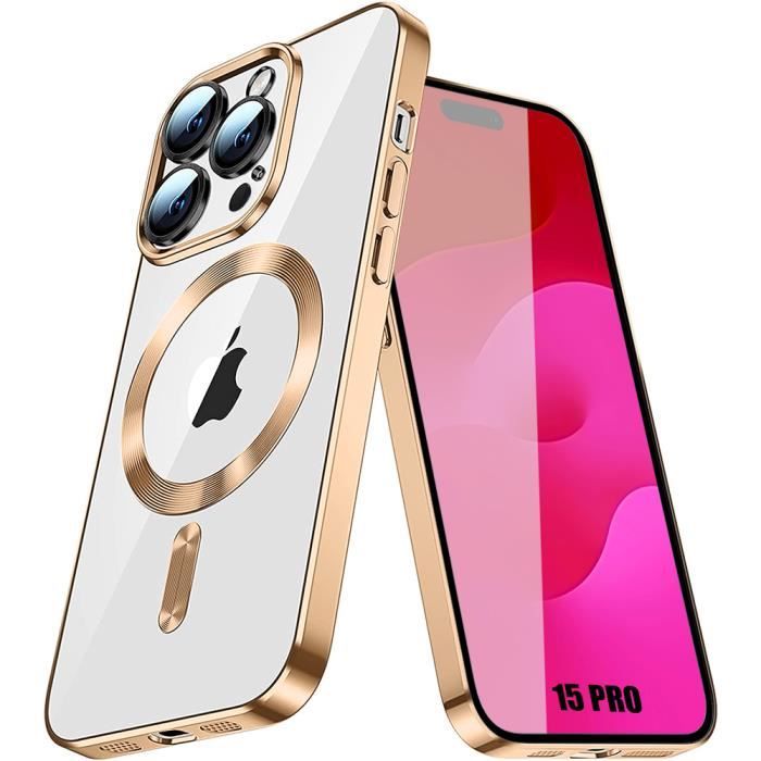 Coque Transparente iPhone 13 Magsafe avec bords colorés (rose) - Coque- telephone.fr