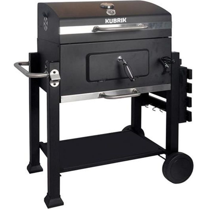 Barbecue charbon de bois KUBRIK à Couvercle Thermostat Tiroir de cendres 2 roues et 2 pieds