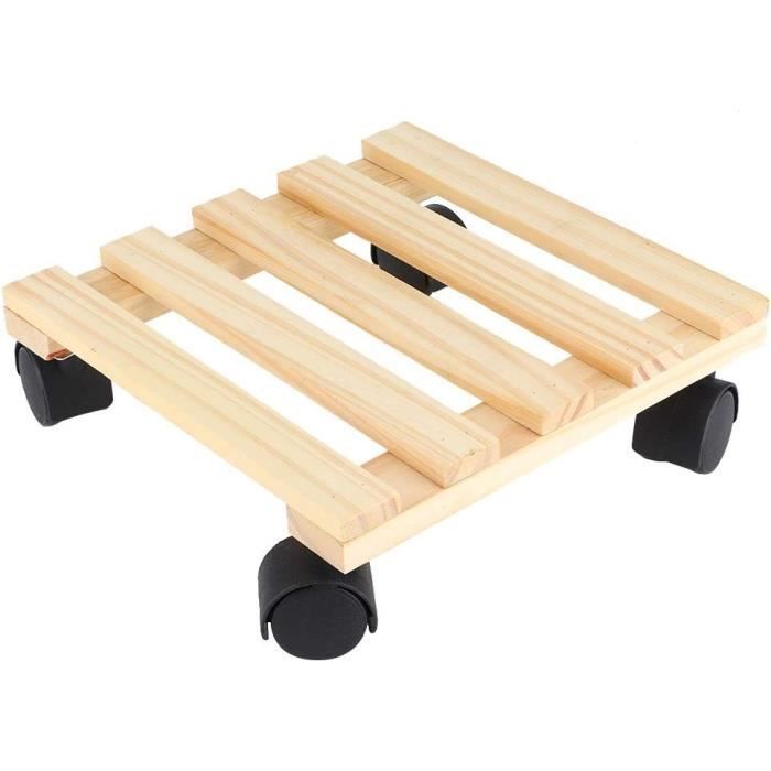 2 Supports à Plantes Avec Roulettes - Bois Massif & Roues Pivotantes - Jardin Et Intérieur