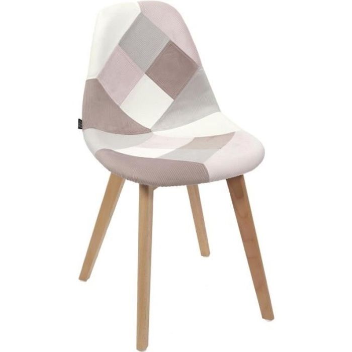 chaise patchwork rose/gris scandinave - rose