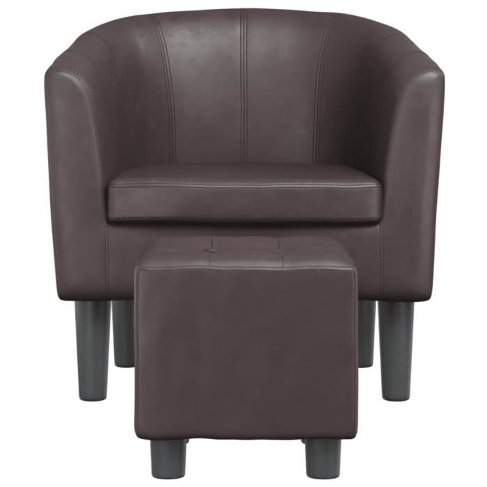 Fauteuil cabriolet - CUQUE - CQ019 - Similicuir marron - Repose-pied inclus - Design contemporain