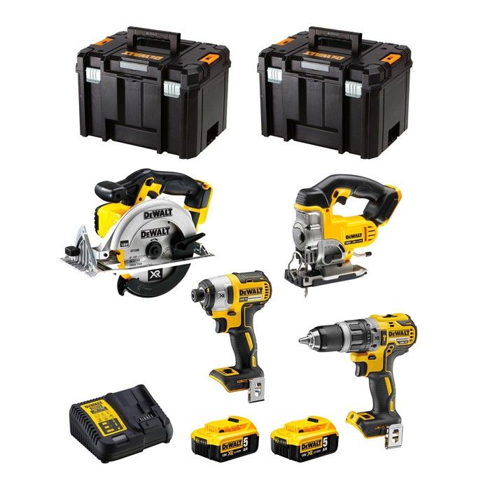 DeWALT Kit DWK402 DCD796 + DCF887 + DCS331 + DCS391 + 2 x 5 0 Ah + DCB115 + 2 x TSTAK VI
