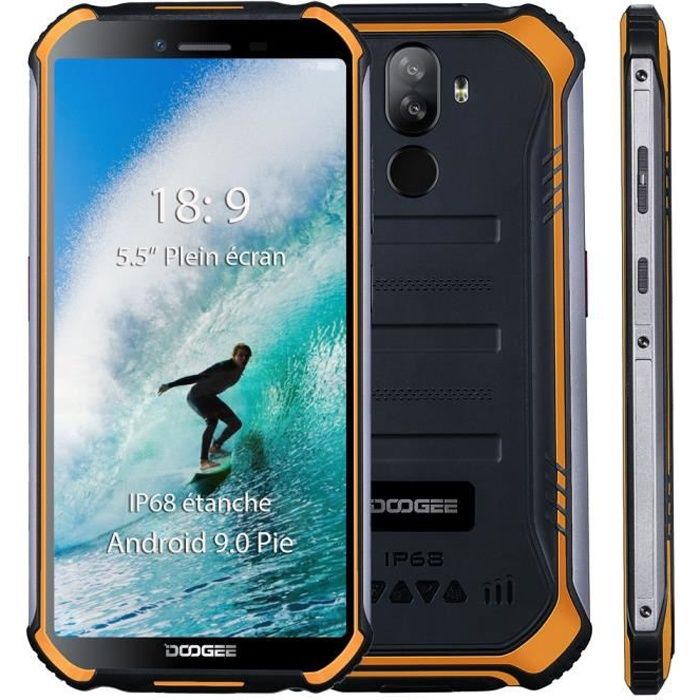 Top achat T&eacute;l&eacute;phone portable DOOGEE S40 Smartphone 4G Etanche IP68 Antichoc Antipoussière Débloqué 5.5 Po écran  4650mAh Batterie 3Go +32 Go Android 9.0 - Orange pas cher