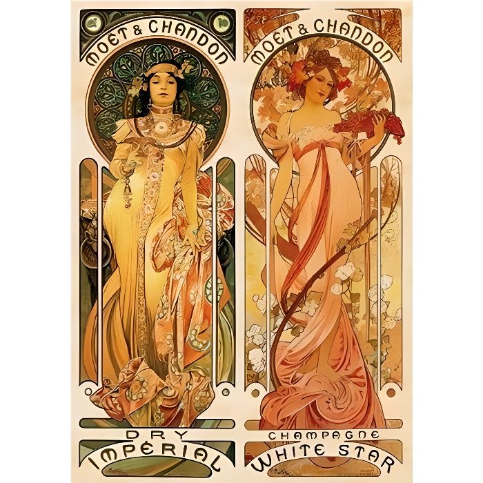 Puzzle Mucha Alphonse - Moët et Chandon : Crémant Impérial - 1000 pièces - Boite rectangulaire