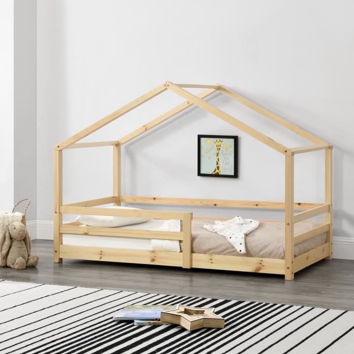 Lit dEnfant Maison avec Barreaux de Sécurité Knätten Pin 80 x 160 cm Bois Naturel Lit dEnfant Maison avec Barreaux de Sécurité Knätten Pin 80 x 160 cm Bois Naturel