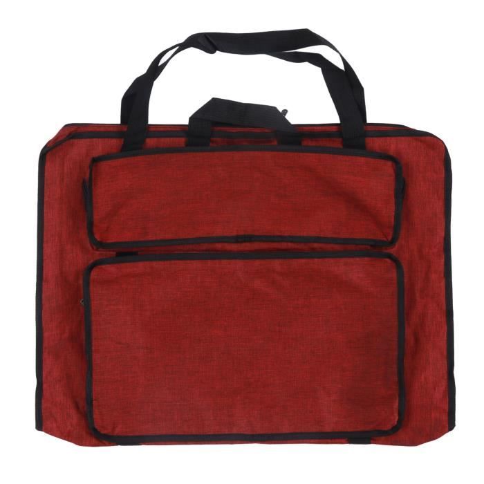 sac de planche à dessin Sac d'art étanche pliable portable grande capacité  sac de planche à croquis papeterie peinture Rouge