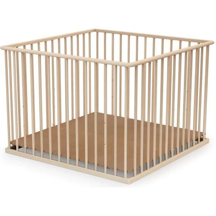 Parc bébé en bois FORMULA BABY - 100x100 cm - Fond réglable - Qualité E1