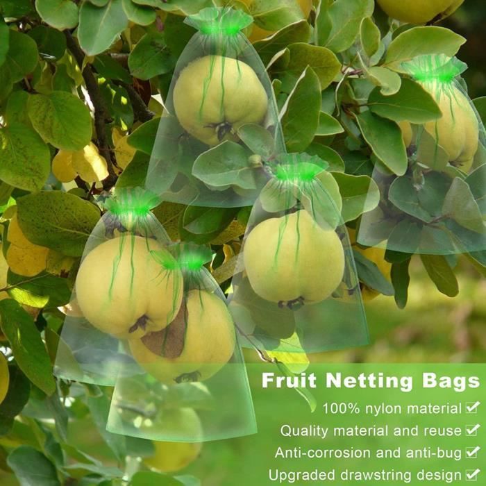100pcs sac de protection des fruits sac de corde anti - insectes pour plantes oiseau 10 * 15cm (vert fruité) SD021