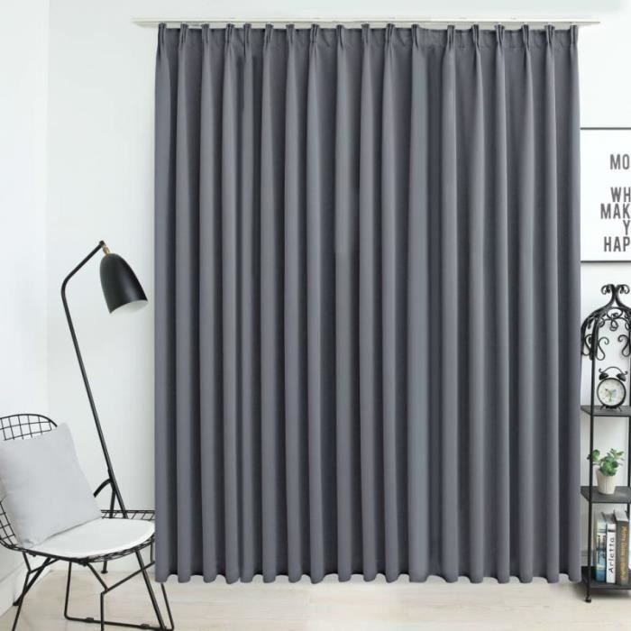 Rideau occultant - vidaXL - 290x245 cm - Gris - Polyester - Lavable en machine
