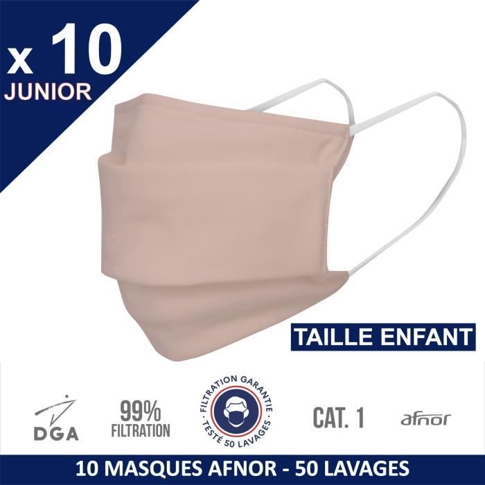 Herolab 10 Masques En Tissu Enfant 3 A 15 Ans Uns 1 Reutilisables Et Lavables 50 Fois Afnor Dga Categorie 1 Rose Rose Avec Elastique Blanc Cdiscount Pret A Porter
