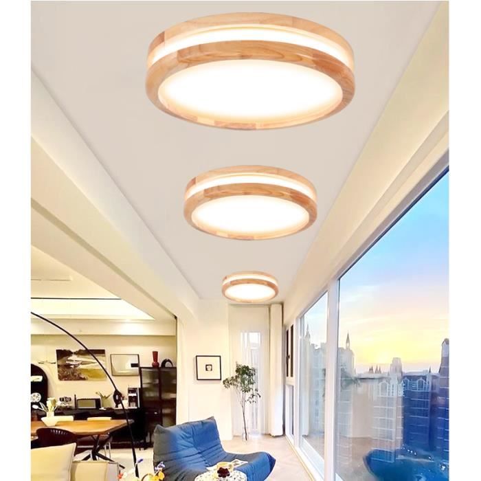 IDEGU 3pcs Plafonnier LED Retro Plafonnier Industrielle en Bois Lampe de Plafonde Style Campagne pour Salon Chambre Lumière chaude