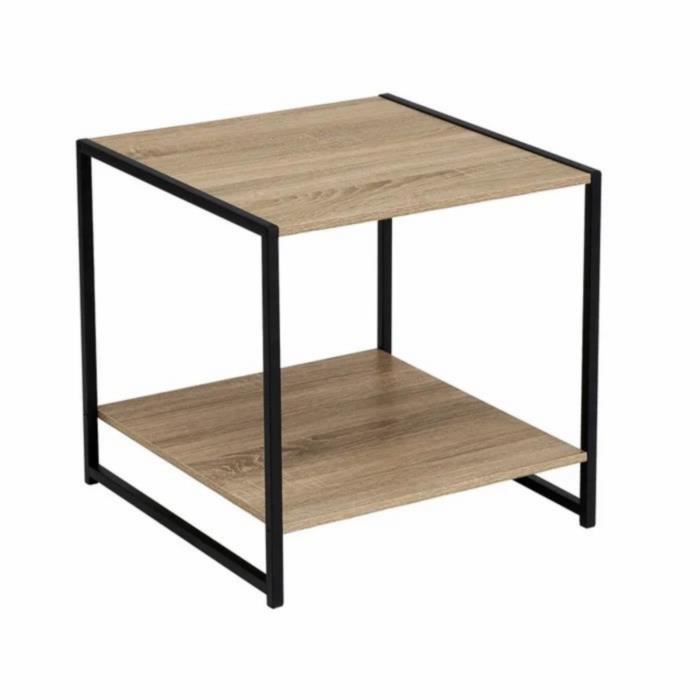 Guéridons table dappoint coloris naturel-noir - Longueur 50 x Profondeur 50 x Hauteur 50 cm