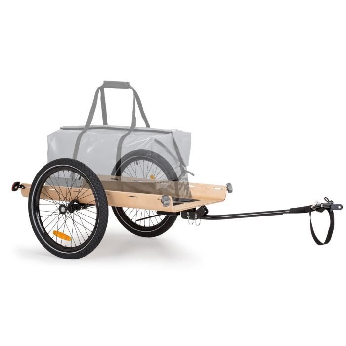 Remorque a velo Klarfit Companion Travel L chariot 46 x 96 cm 50 L 40 kg de chargement Roues 16 etanches Bois Cdiscount Sport