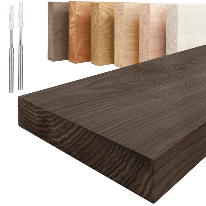 LAMO Manufaktur Étagère flottante murale bois avec fixation invisible Étagère 140 cm Couleur : noir Bord : droit effet flottant LAMO Manufaktur Étagère flottante murale bois avec fixation invisible Étagère 140 cm Couleur : noir Bord : droit effet flottant