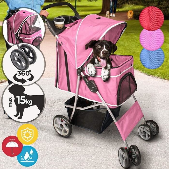 Poussette pour cheap chien rose
