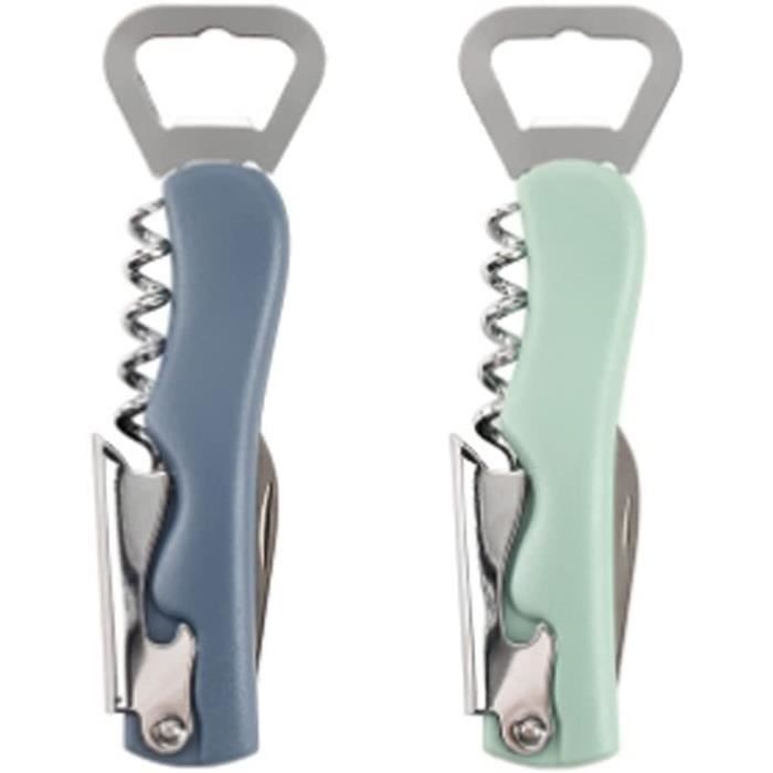 Lot De 5 Ouvre-bouteilles Professionnels Sommelier - Acier Inoxydable, Tire-bouchon, Décapsuleur Et Coupe-capsule Inclus, Vert Et Noir - 3