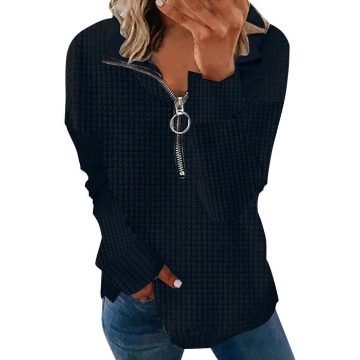 Manteau décontracté à capuche de couleur unie avec fermeture éclair