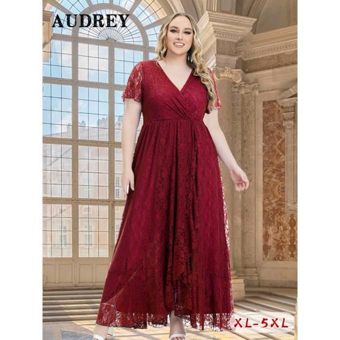 Robe longue en dentelle a col en V pour femmes Luxe et elegance Grande taille Blanc Blanc Cdiscount Pret a Porter