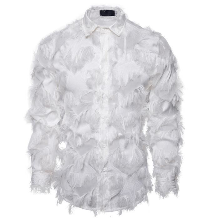 Chemise Homme Brodée English Laundry Taille L - Blanche Multicolore, Manches Longues