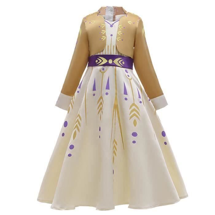 New front Enfants Reine des Neiges Déguisement de Princesse Elsa et Anna 3 à 7 Ans Cadeau de Noël Carnaval Halloween Robe de Soirée Velours Collier Couronne Haute Qualité Costume