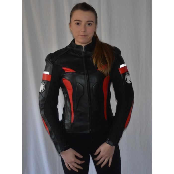 Veste En Cuir Femme, Style Moto, Blouson Cuir Femme, Rocker, Biker Veste CE  Pro