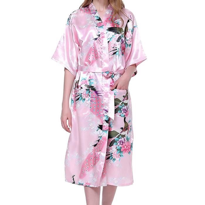 Peignoir Robe De Chambre Rose Pâle - Coton/Polyester - Taille 40-42 - Made In France - Occasion Comme Neuf
