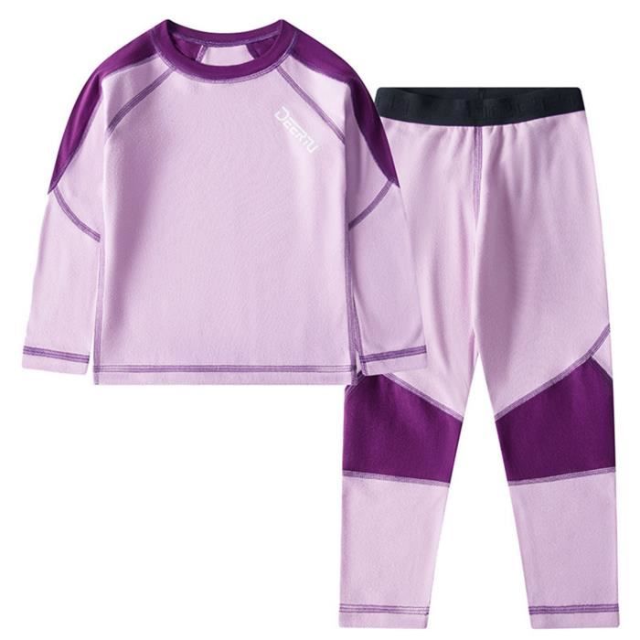 DPois Ensemble Vêtements Enfant Garçon Fille Sous-Vêtement Thermique  T-Shirt Compression Sport Respirants Pantalon 2-18 Ans Violet - Cdiscount  Prêt-à-Porter