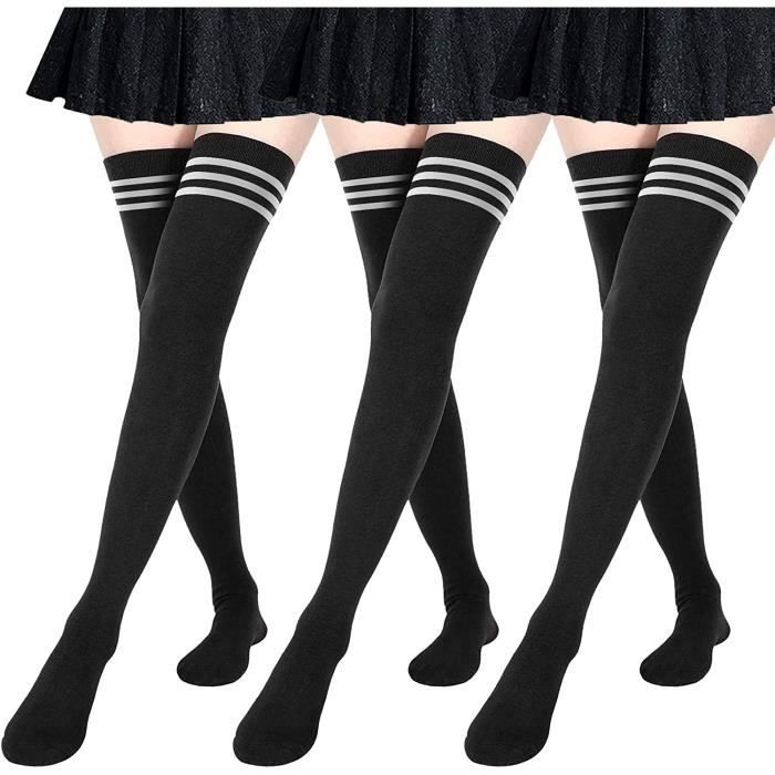 Femme Extra Longues Chaussettes Hautes de Cuisse Montantes Chaussettes de Genoux Sport Noir Cdiscount Pret a Porter