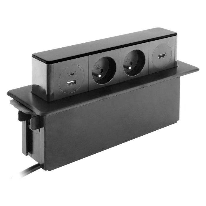 Multiprise encastrable - OTIO - Bloc USB + HDMI - 2x16A 2P+T - 2 ports USB (A+C) - Inox 15 m