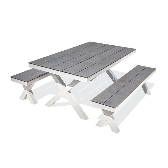 table de jardin - paris garden - aluminium - blanc - rectangulaire - design