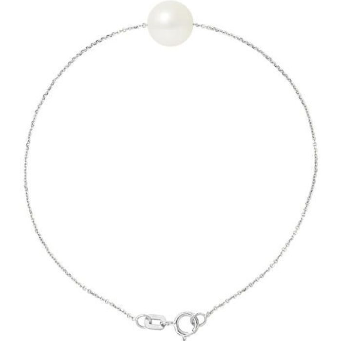 perlinea - bracelet - véritable perle de culture d'eau douce - 8-9 mm blanc naturel - argent 925 millièmes - bijoux femme