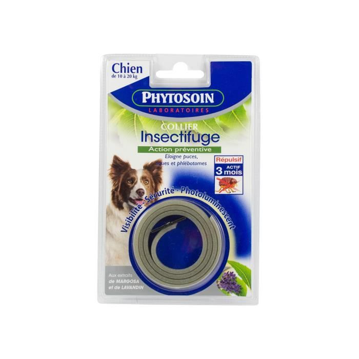 PHYTOSOIN Collier insectifuge réfléchissant - Pour chien moyen et grand chien