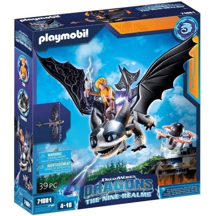Figurine Playmobil Dragons - PLAYMOBIL - Nine Realms Thunder & Tom - Set de jeu - 1 personnage - 1 drone Figurine Playmobil Dragons - PLAYMOBIL - Nine Realms Thunder & Tom - Set de jeu - 1 personnage - 1 drone