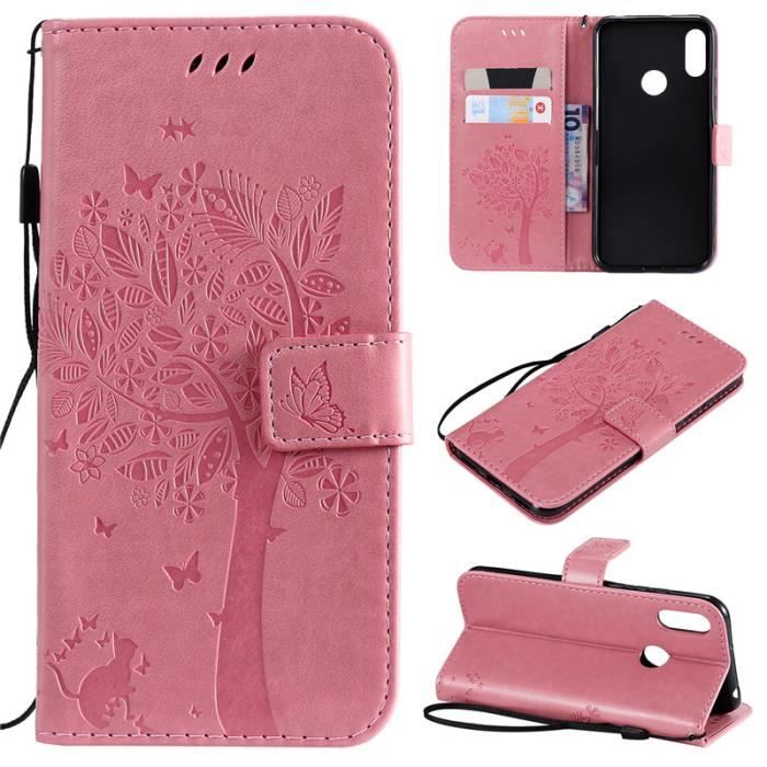 Smart View Miroir Case Cuir Etui Flip Clair Anti-Empreintes Makeup Housse avec Fonction Stand HAOYE Coque pour Huawei Y6s Noir 