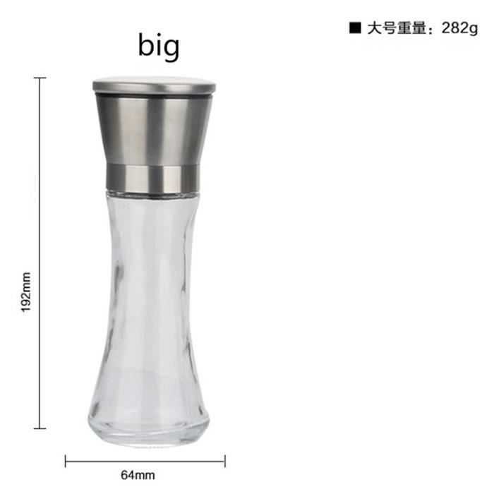 Moulin à épices Secret De Gourmet En Verre Et Acier Inox - Hauteur 13,5 Cm