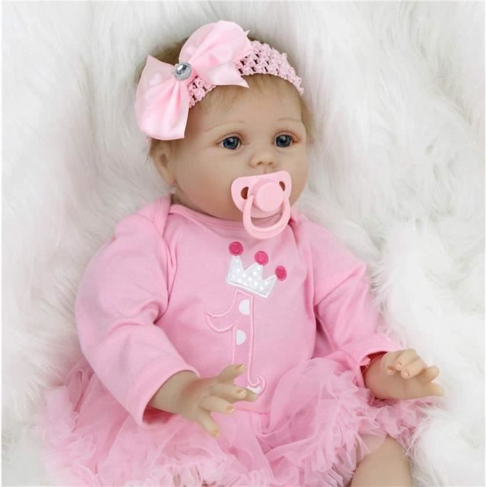 RUMOCOVO® Poupon Reborn Bébé Poupée Fille Nouveau-né en Silicone Réaliste Bebe Reborn Baby Dolls Rose Outfit Enfants Jouets 55 cm