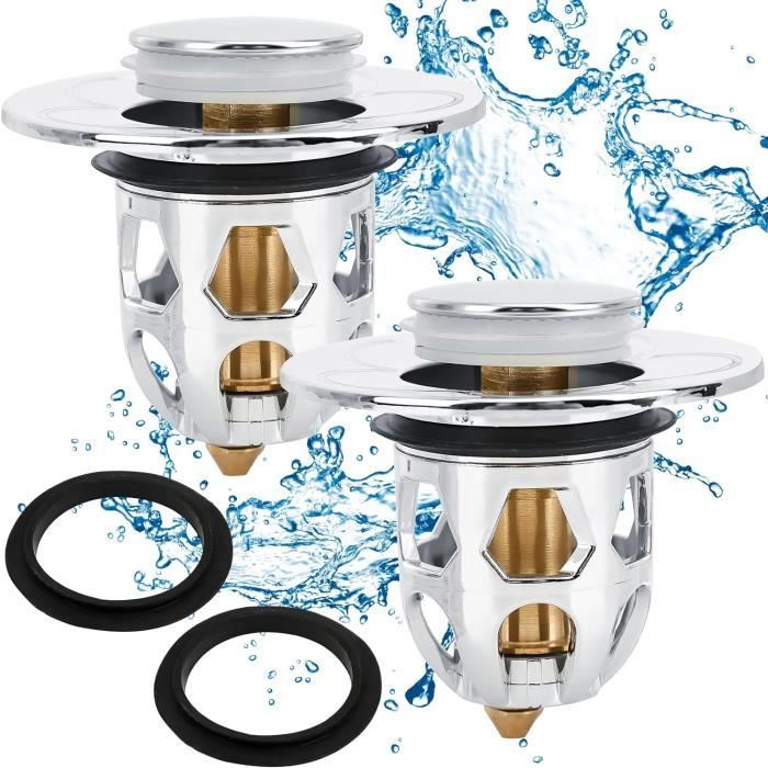 Bouchon Lavabo Salle De Bain Bonde De Lavabo Universelle Pop-up Avec 2 Joints Sel Lave Vaisselle