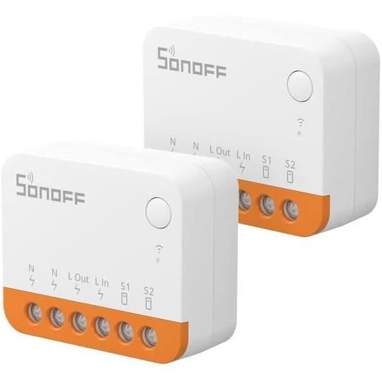 Interrupteur Intelligent MINIR4 WiFi SONOFF - 2 Voies, Détach Relay, Compatible Alexa, Google Home, 10A