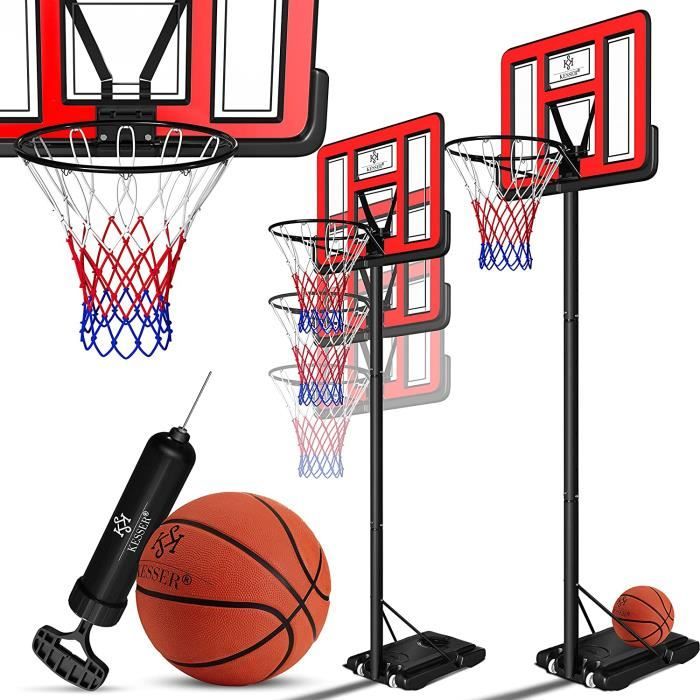 Panier De Basket KESSER Haut De Gamme Réglable 230-305 Cm - Avec Ballon, Pompe Et Roulettes