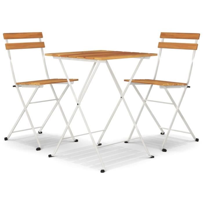 FDIT Table de bistro pliante 100x54x71cm Bois acacia solide et acier FDIT Table de bistro pliante 100x54x71cm Bois acacia solide et acier