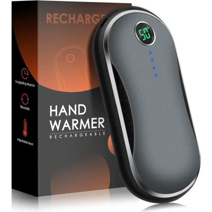 Chauffe-Mains Rechargeable 10000 MAh - Power Bank Et Chauffage 3 Niveaux - 15h De Chaleur - Affichage Numérique