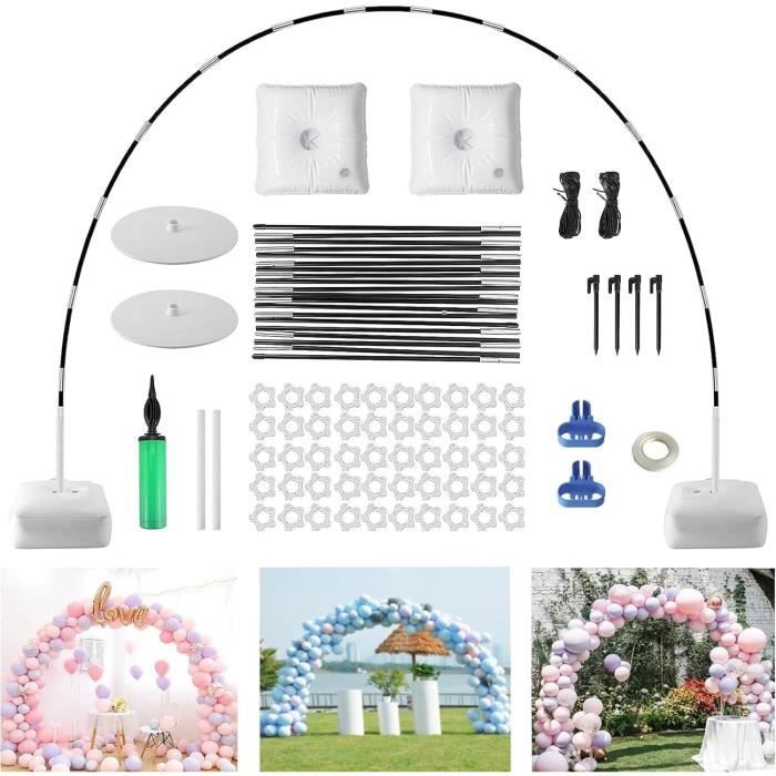 Kit Arche De Ballons 2,5 M Et 1,5 M - Support Avec Base Lestée, Tubes Flexibles, Clips, Pour Mariage Anniversaire Décoration