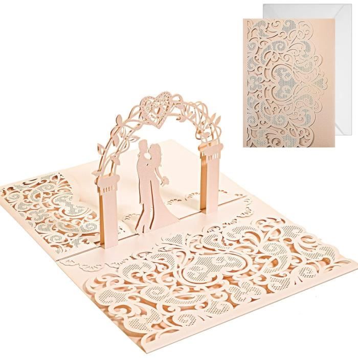 Carte Pop-up 3D Cœur Fleurs De Cerisier & Pont - Format 15x20 Cm - Pour Anniversaire, Mariage, Saint-Valentin - 8