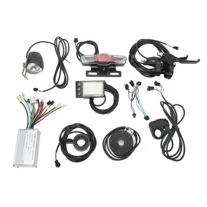 VGEBY Kit Conversion Vélo Électrique 17A Contrôleur S866 Panneau Phare Feu Arrière Levier Frein Set 36V 48V pour Moteur à Engrenage